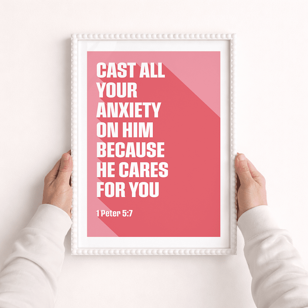 1 Peter 5v7 A3 framed poster - The Christian Poster Company