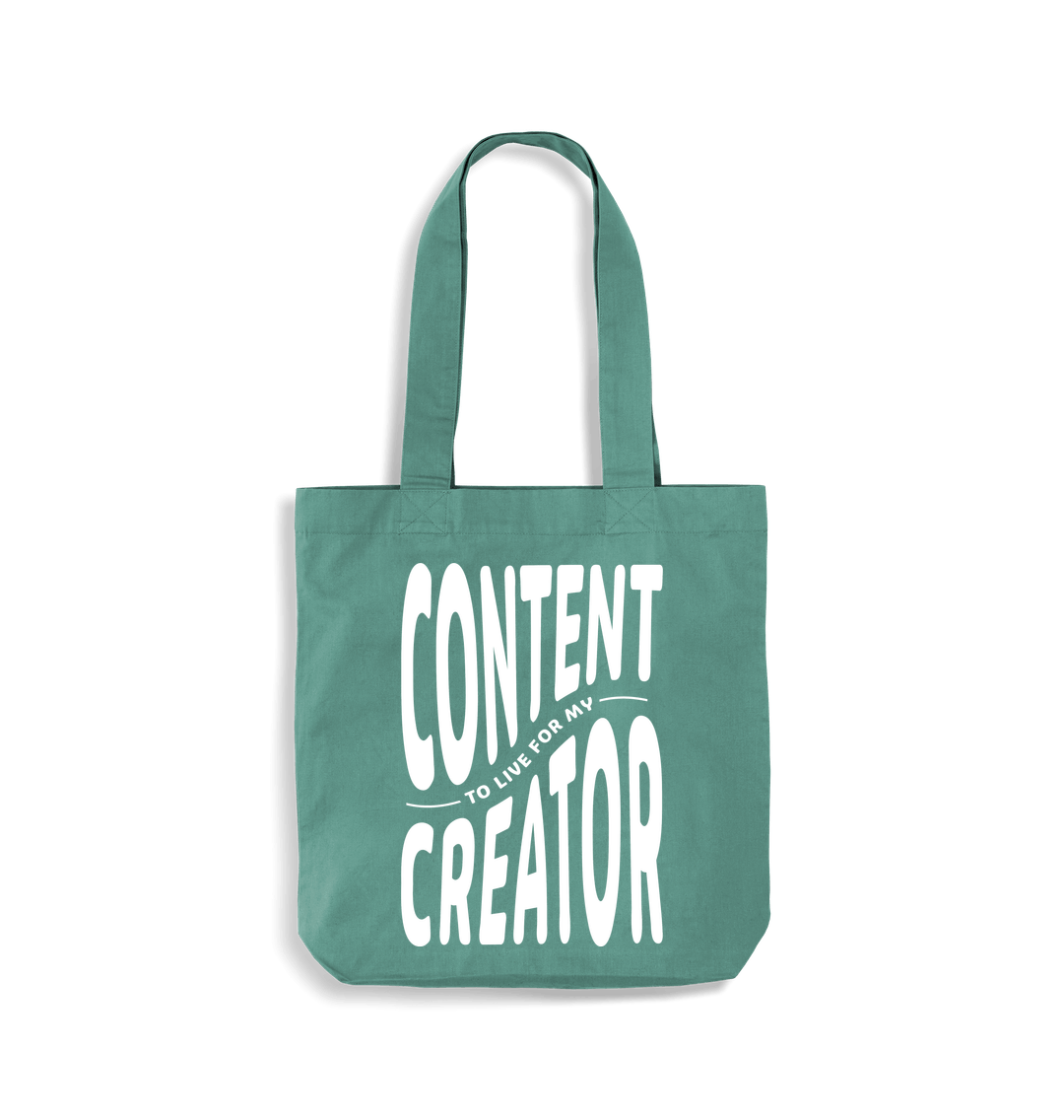 Sage Green Content ... Creator. Premium organic cotton tote bag.