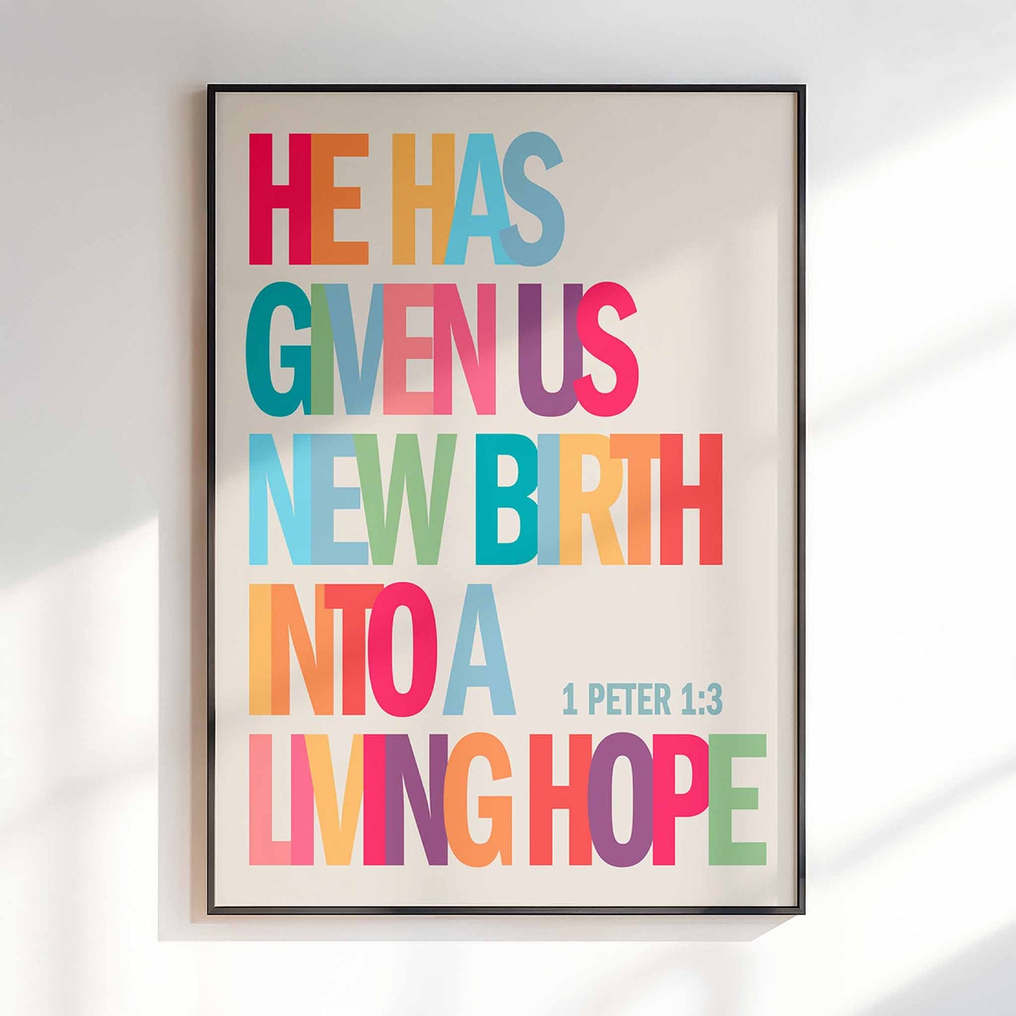 1 Peter 1 verse 3 poster. He has given us new birth in to a living hope.