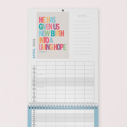2026 six - column Christian family planner calendar - The Christian Poster Company