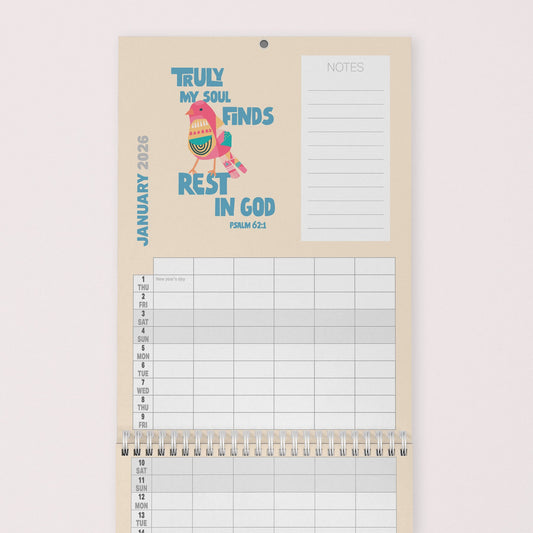 2026 six - column Christian family planner calendar - The Christian Poster Company