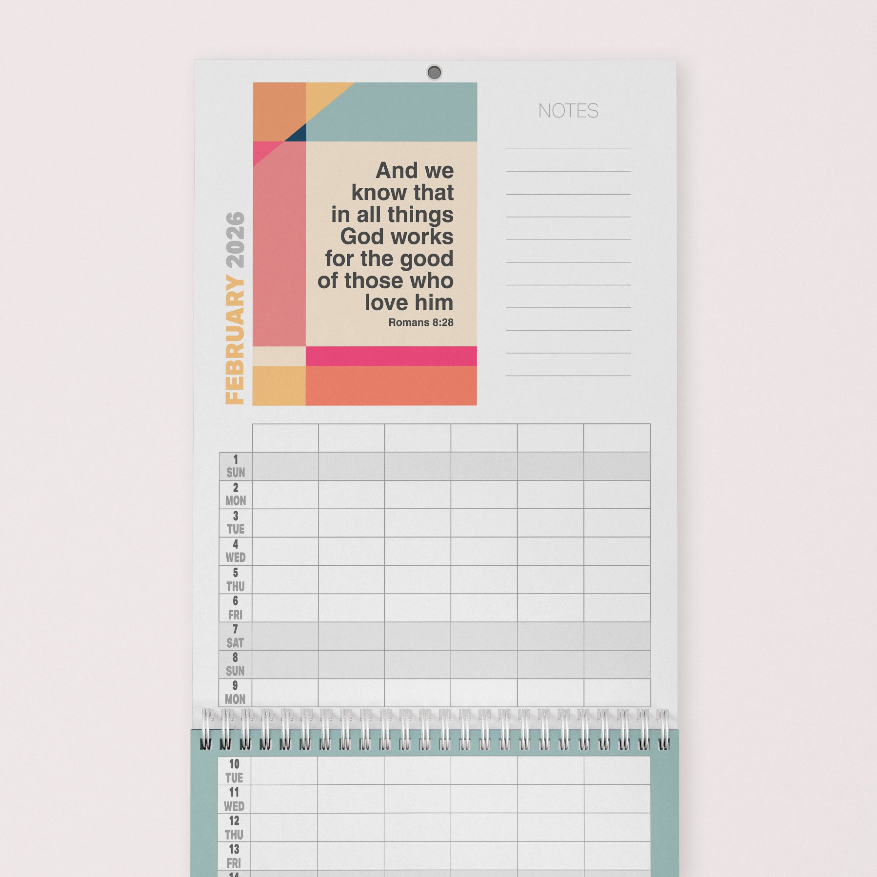2026 six - column Christian family planner calendar - The Christian Poster Company