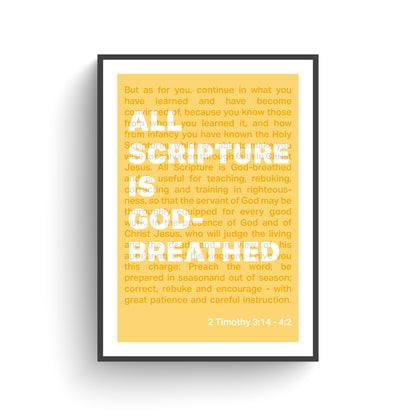 2 Timothy 3 verse 16 poster, Christian wall art, bible print