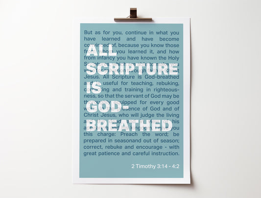 2 Timothy 3 verse 16 poster, Christian wall art, bible print