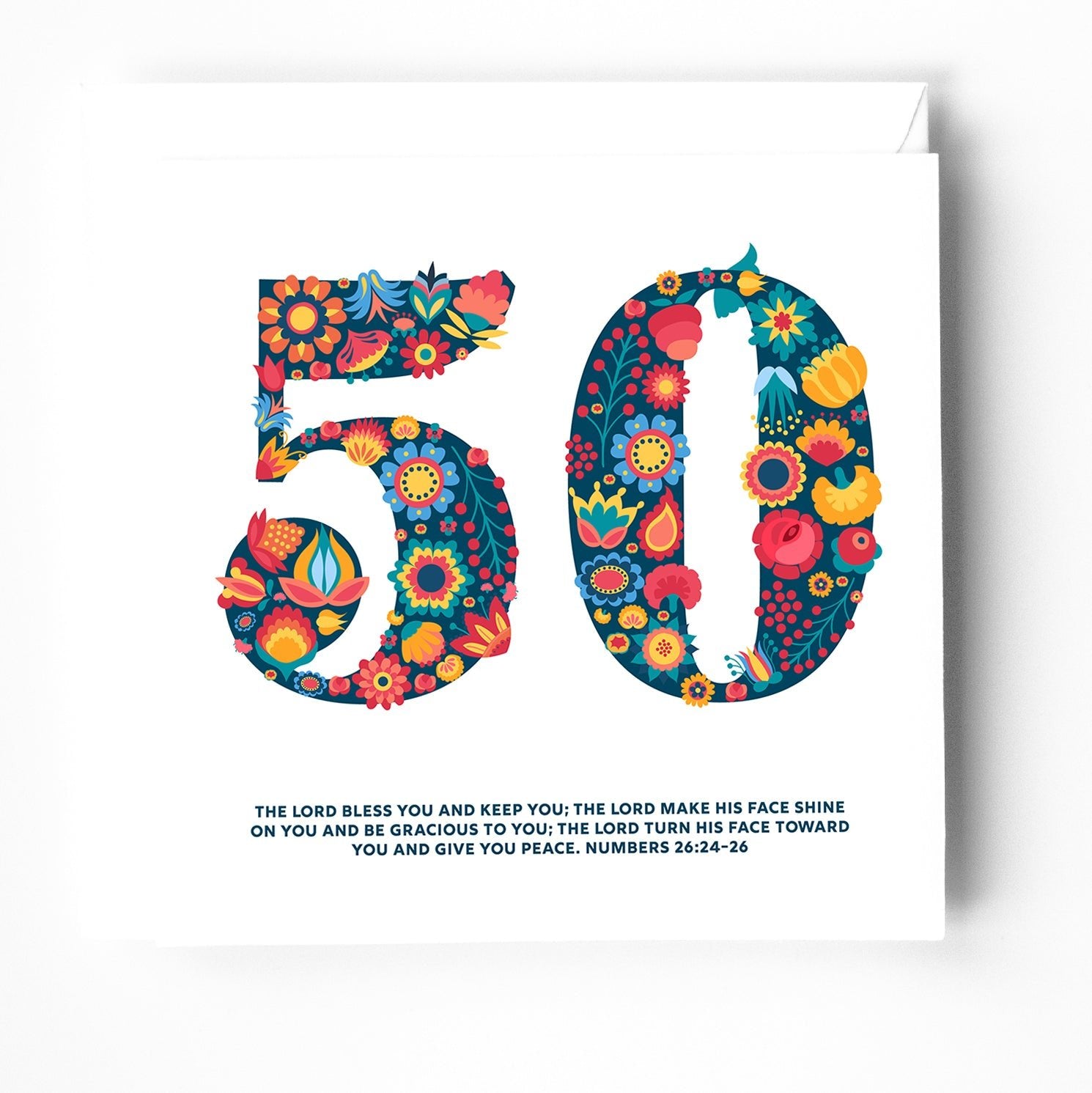 50th birthday greeting card with bible verse. - The Christian Poster Company