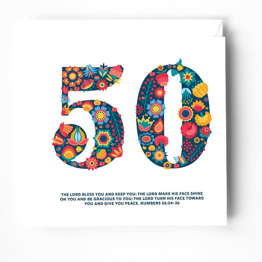 50th birthday greeting card with bible verse. - The Christian Poster Company