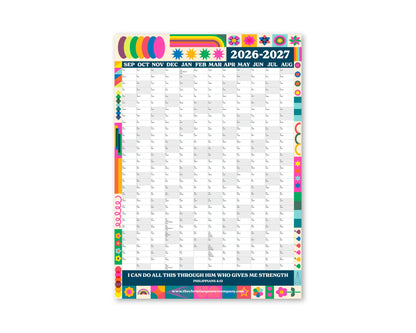 2026-2027 academic year wall planner with bible verse.