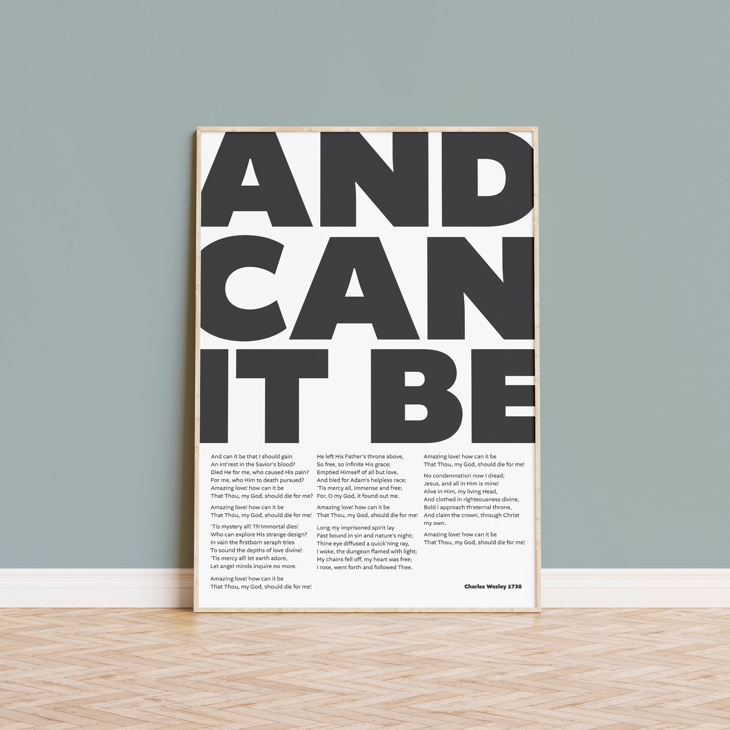 And can it be. Modern typographical Christian hymn poster.