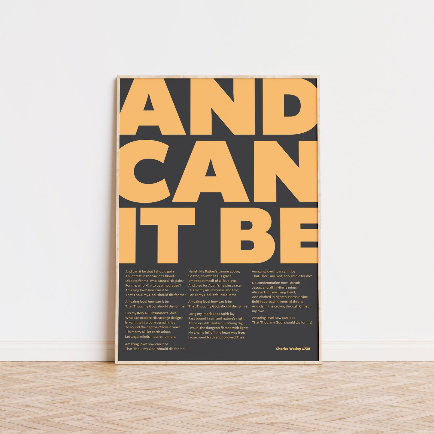 And can it be. Modern typographical Christian hymn poster.