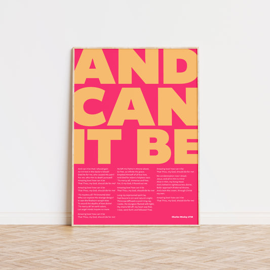 And can it be. Modern typographical Christian hymn poster.