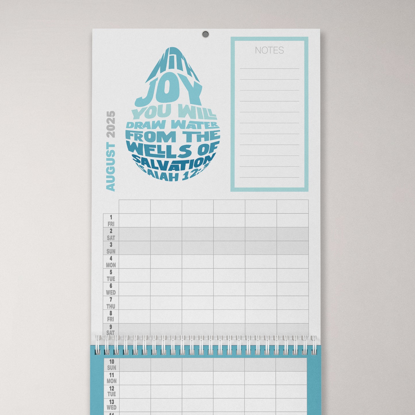 2025 six-column Christian family planner calendar