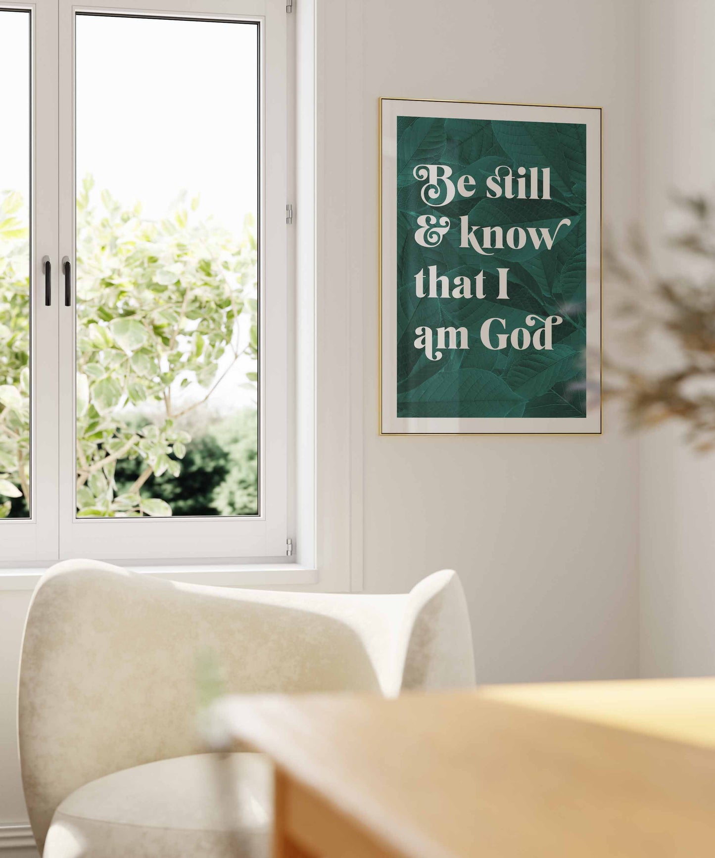 Be Still and Know that I am God botanical poster. Psalm 46 verse 10.