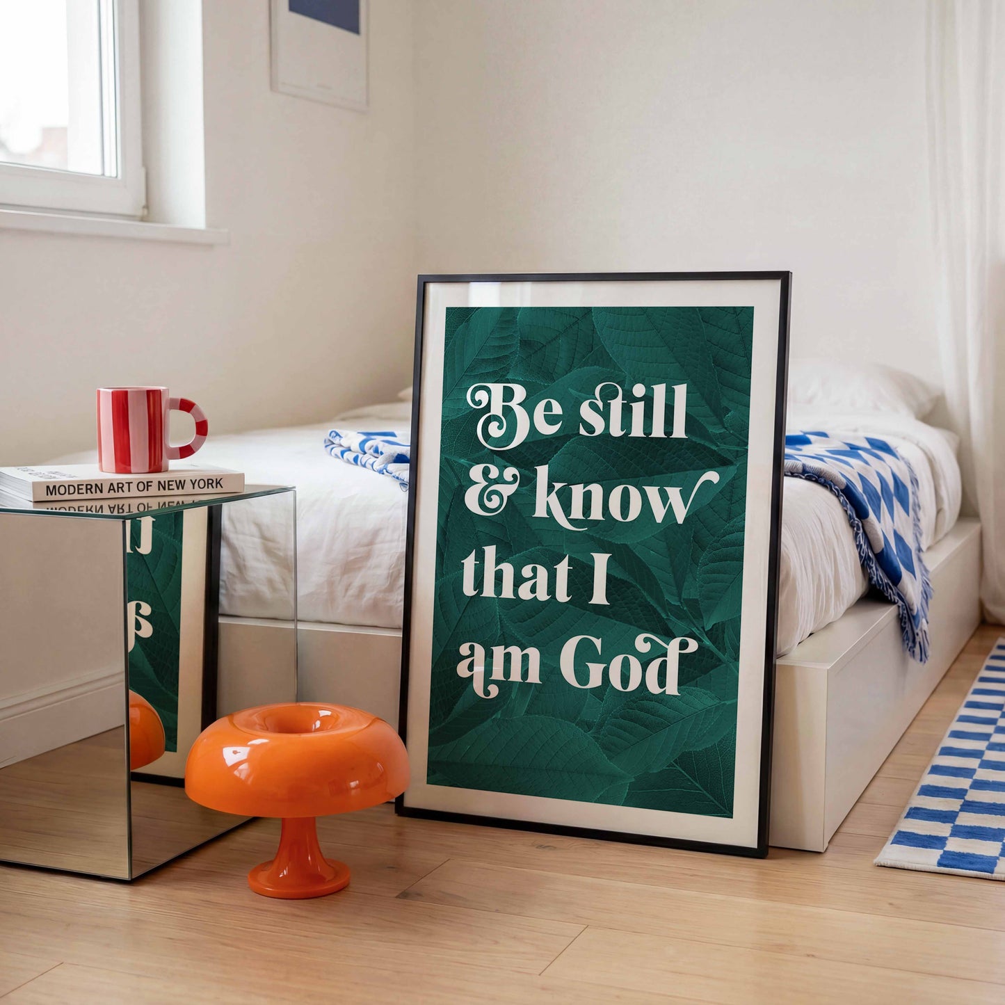 Be Still and Know that I am God botanical poster. Psalm 46 verse 10.
