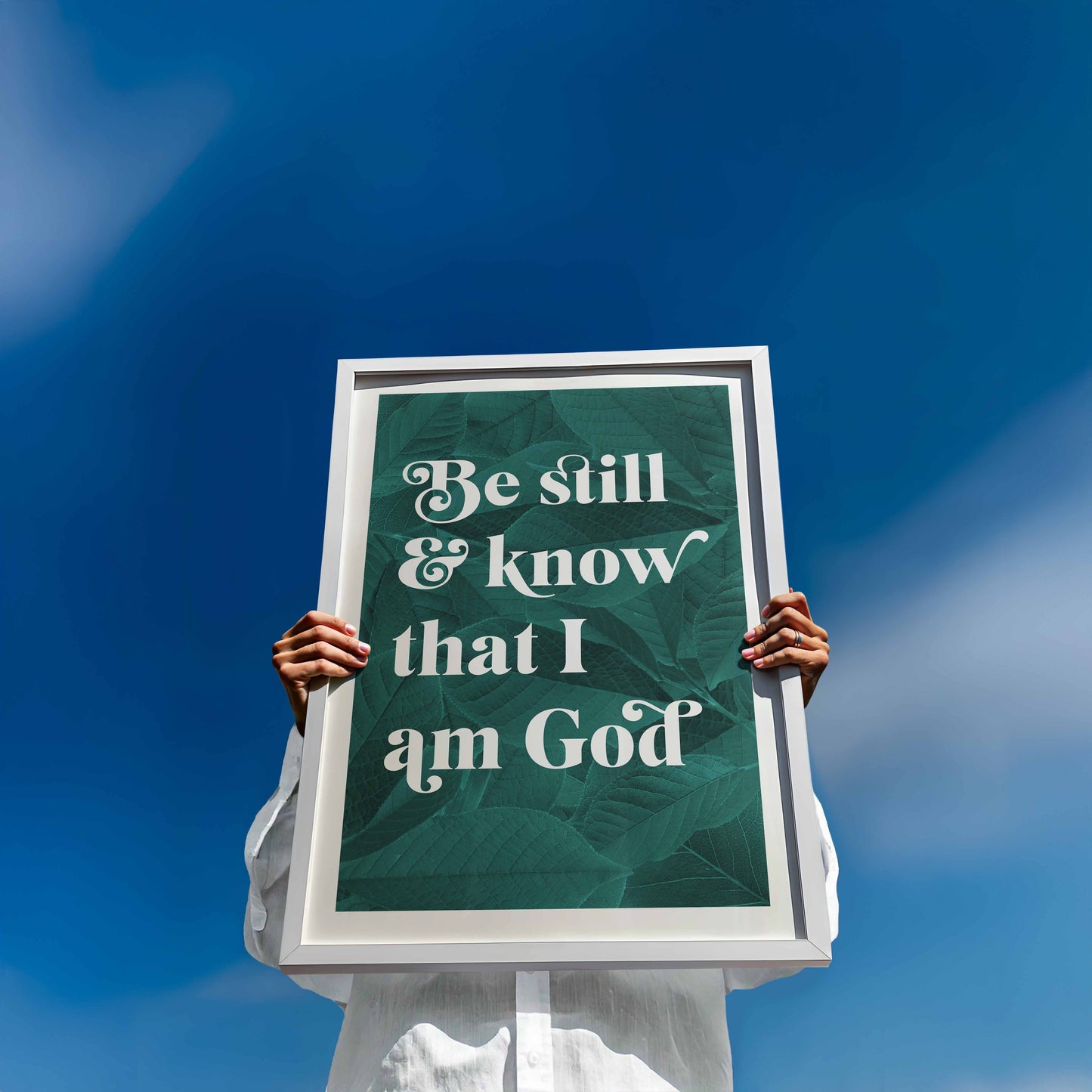Be Still and Know that I am God botanical poster. Psalm 46 verse 10.