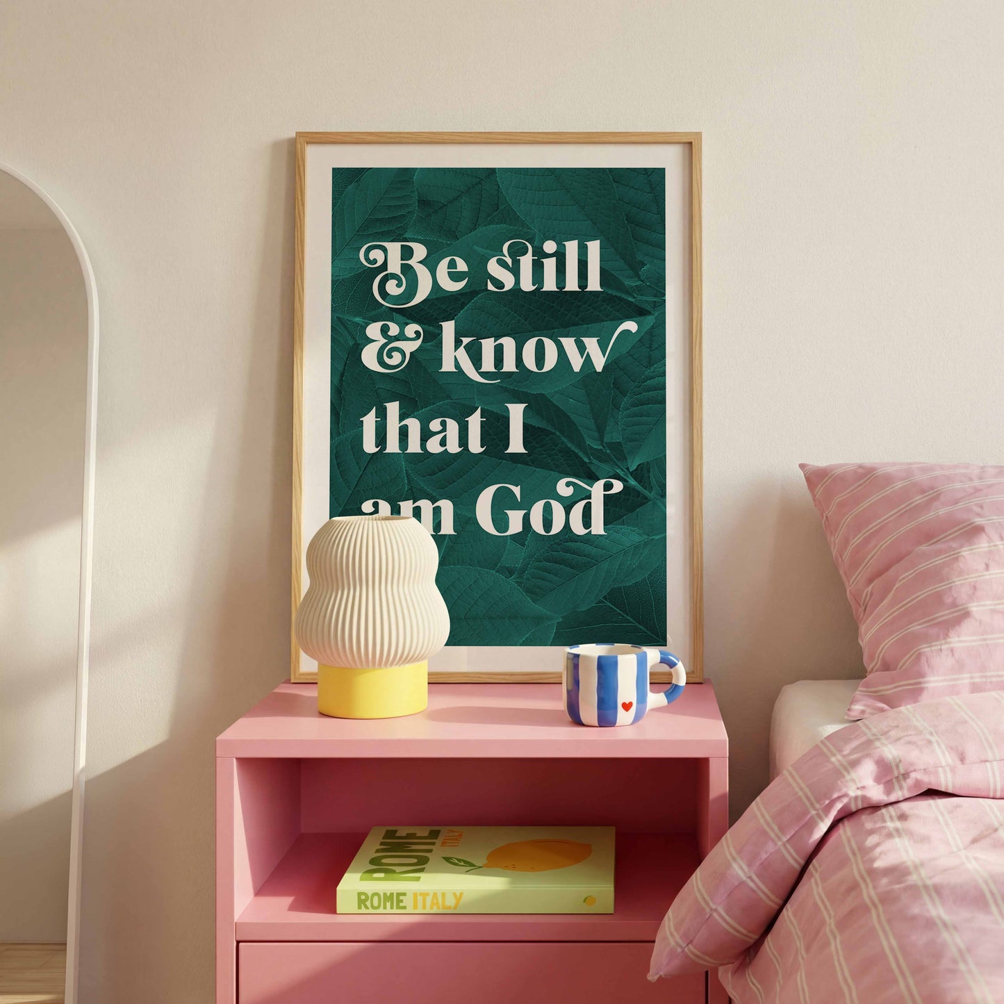 Be Still and Know that I am God botanical poster. Psalm 46 verse 10.