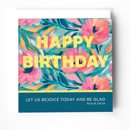 Christian birthday card. Gold foil lettering, with bible verse on cover. Psalm 118 verse 24