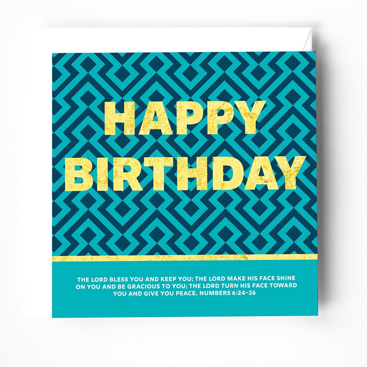Christian birthday card. Gold foil lettering, with bible verse on cover. Numbers 6:24-26