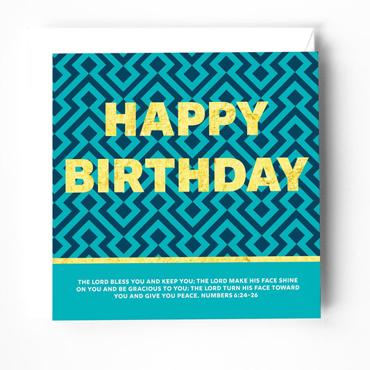 Christian birthday card. Gold foil lettering, with bible verse on cover. Numbers 6:24-26