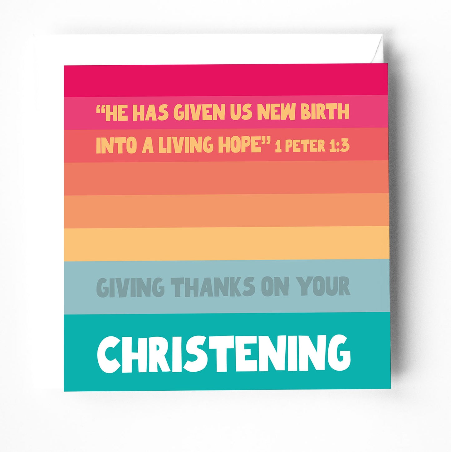 Christening greeting card with bible verse on cover