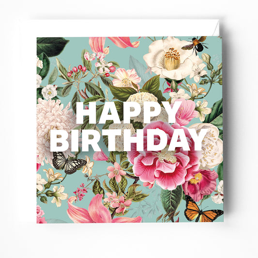a beautiful modern christian birthday card with a floral background. 