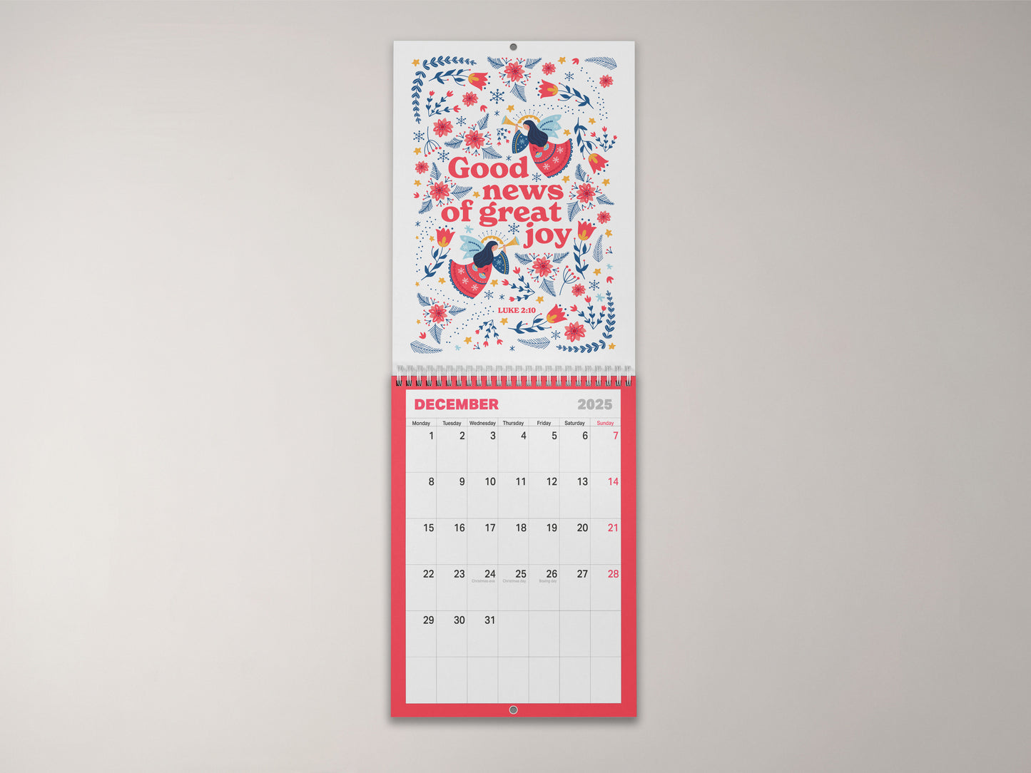 2025 Christian calendar, month per page. Bible verse wall calendar