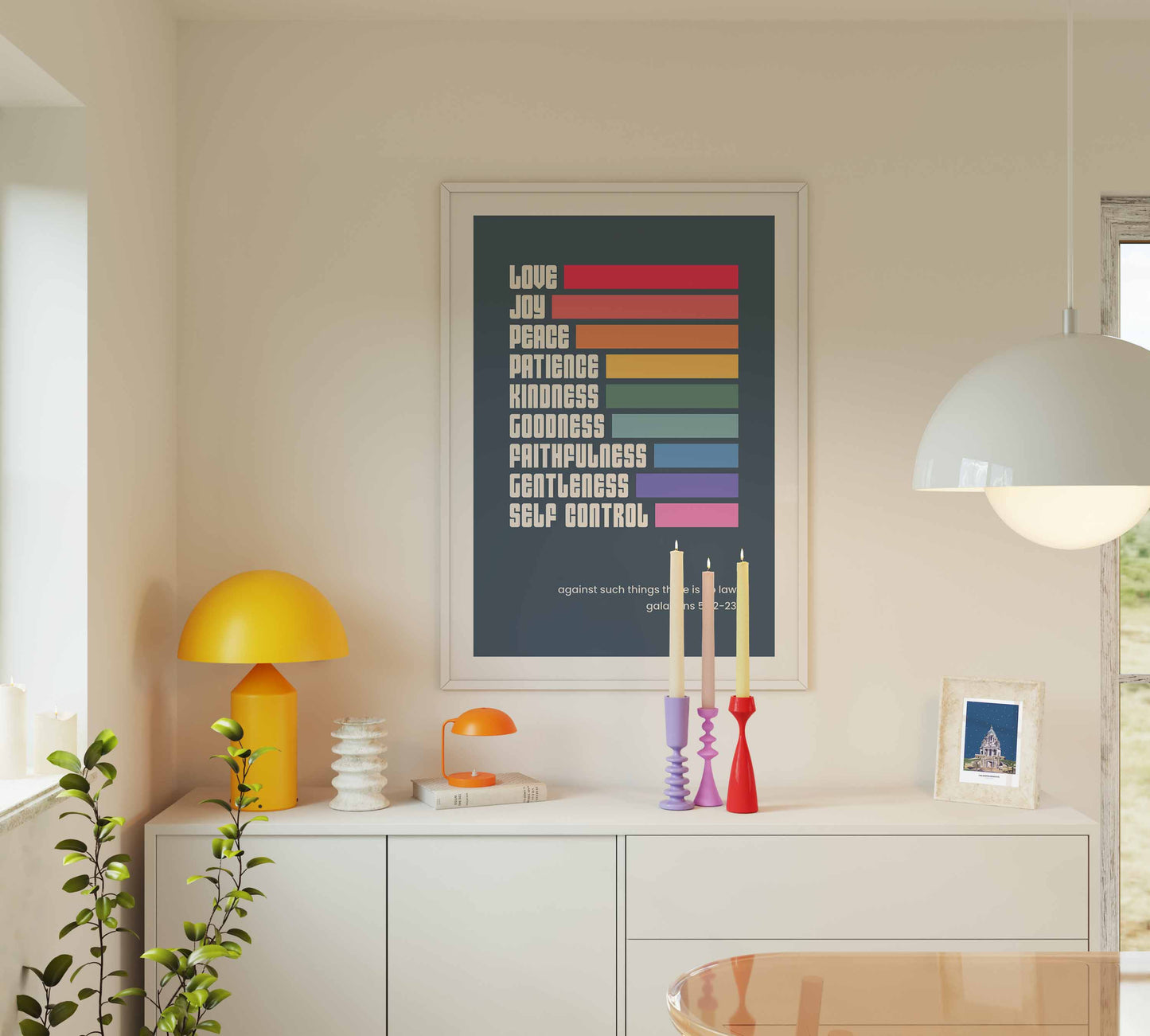 Fruits of the spirit poster. Galatians 5 Christian wall art.
