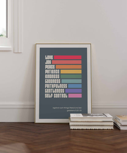 Fruits of the spirit poster. Galatians 5 Christian wall art.