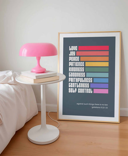 Fruits of the spirit poster. Galatians 5 Christian wall art.