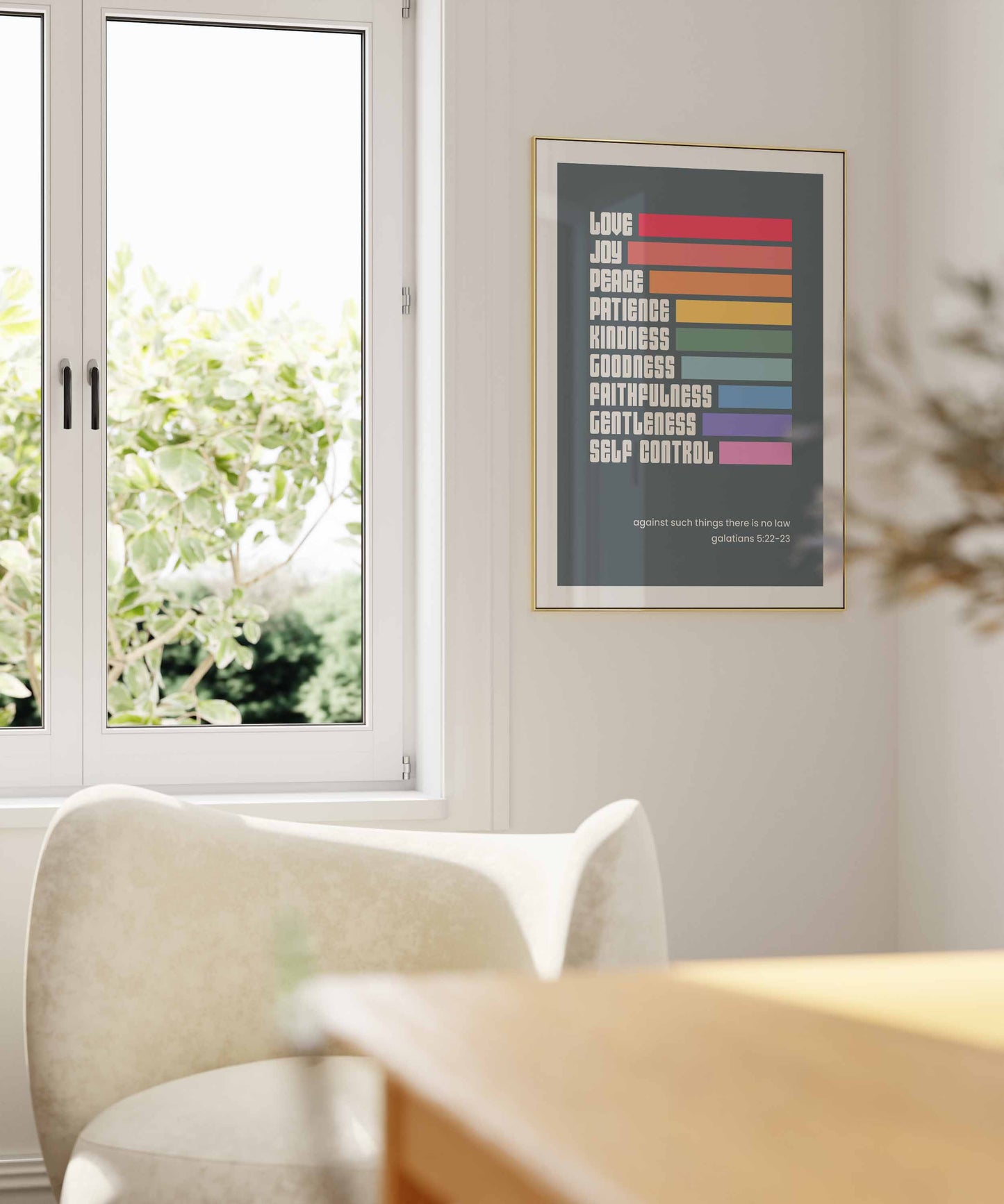 Fruits of the spirit poster. Galatians 5 Christian wall art.