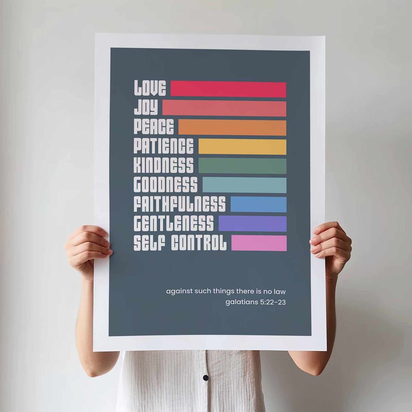 Fruits of the spirit poster. Galatians 5 Christian wall art.