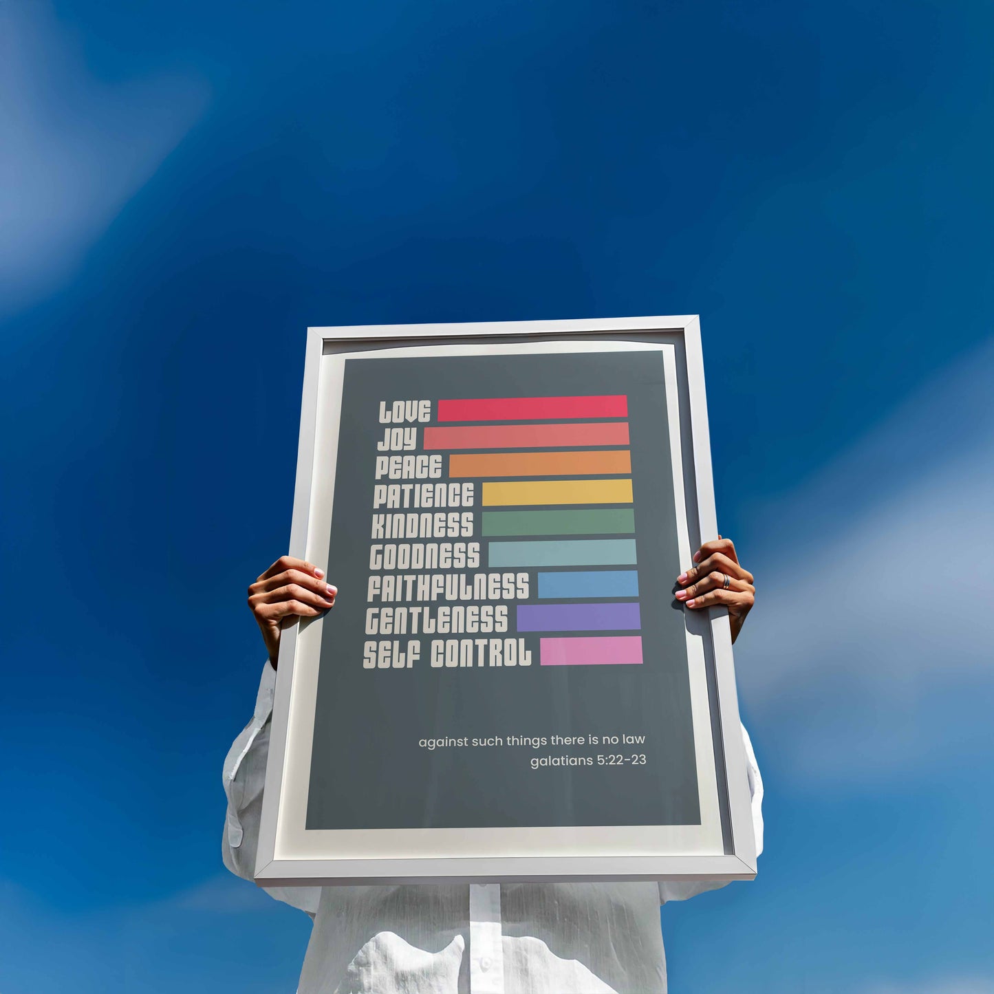 Fruits of the spirit poster. Galatians 5 Christian wall art.