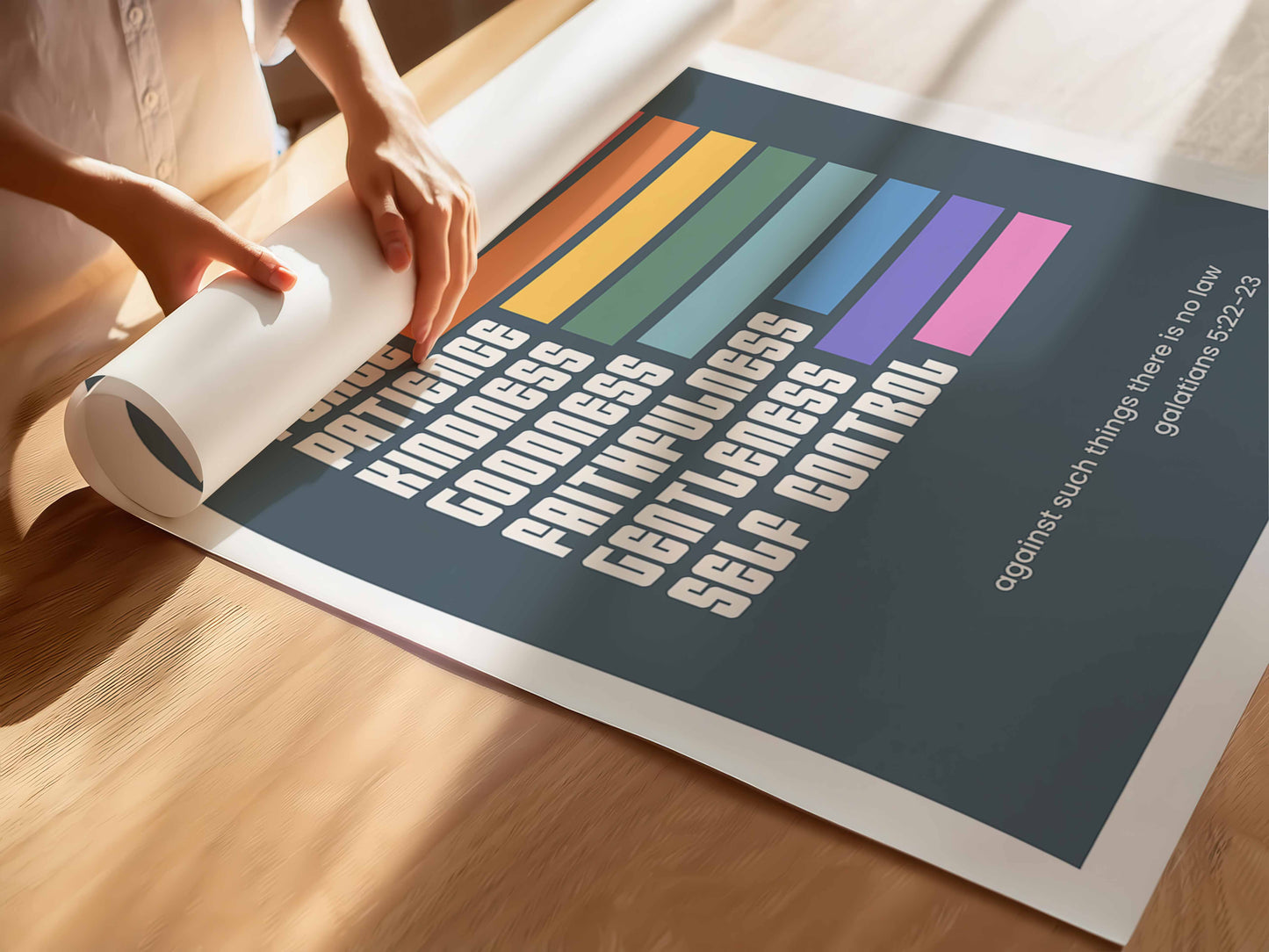 Fruits of the spirit poster. Galatians 5 Christian wall art.