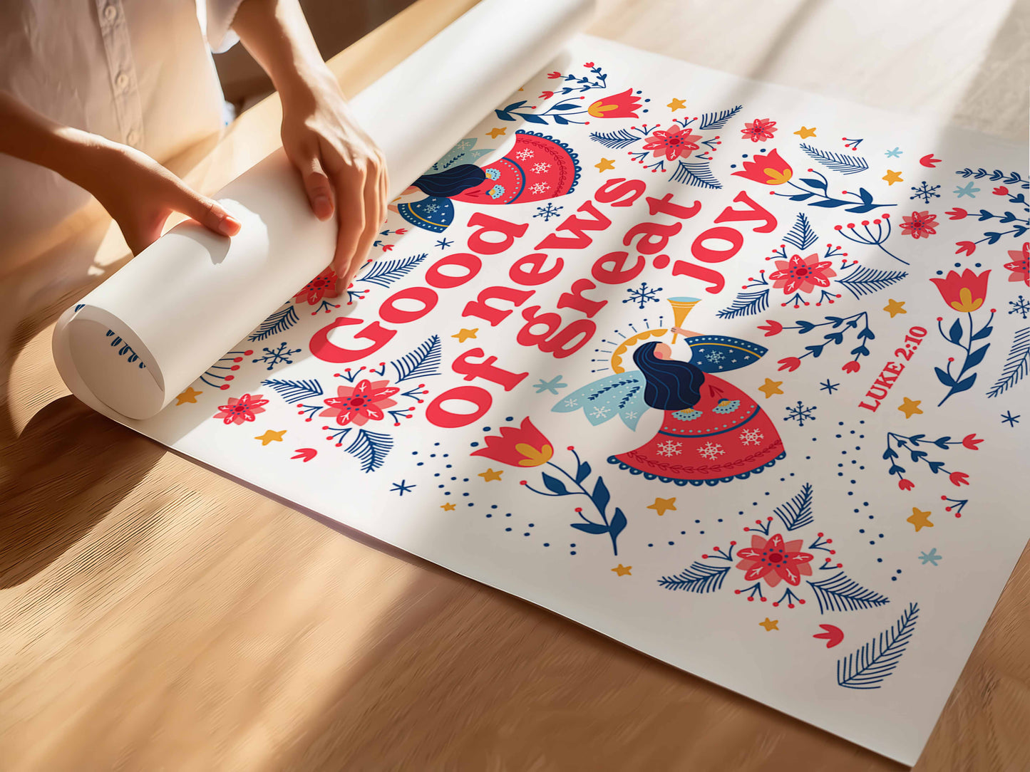 Good news of great joy poster. Christian Christmas wall art.