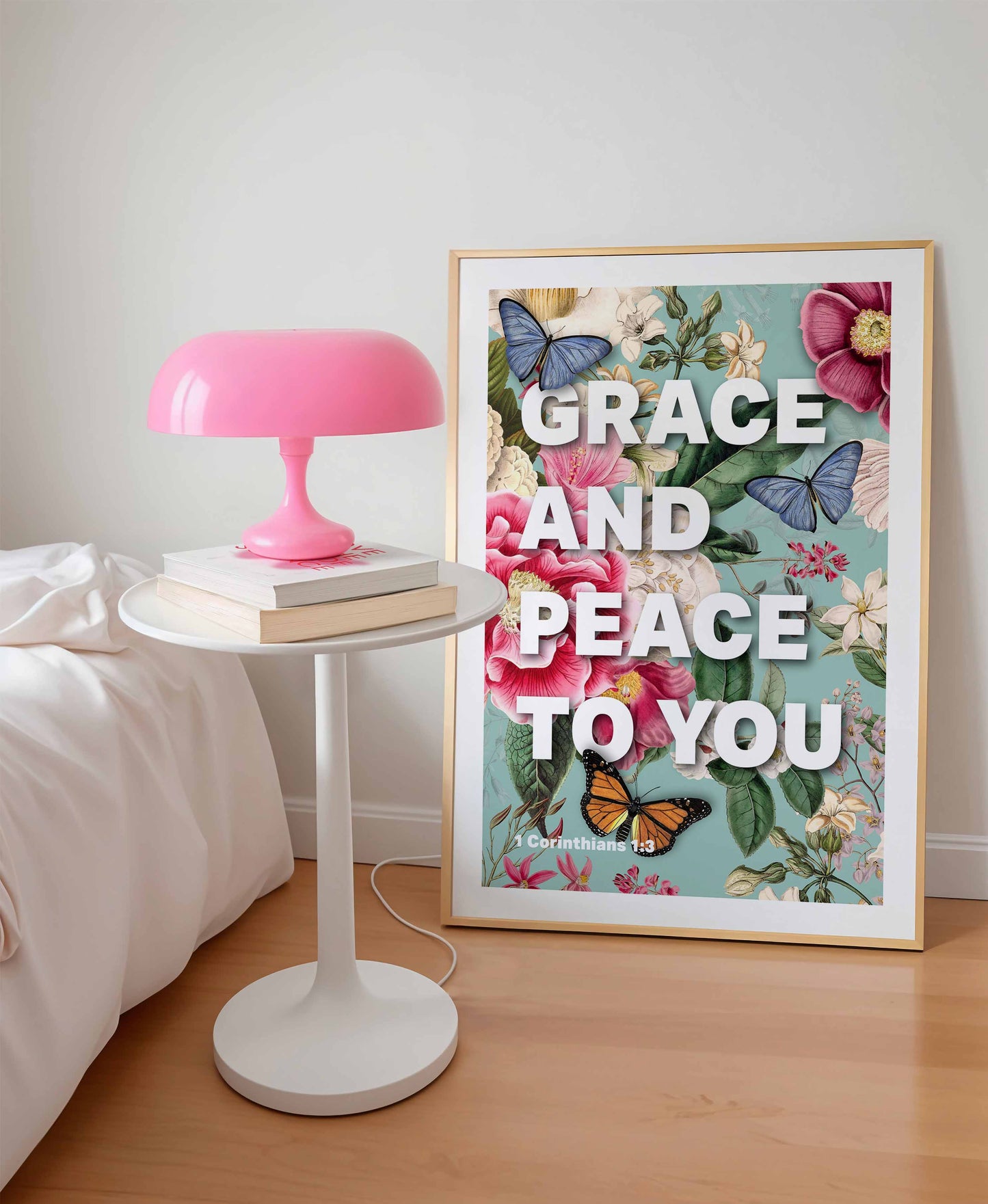 Grace and Peace poster, 1 Corinthians 1 verse 3, bible wall art, Christian print