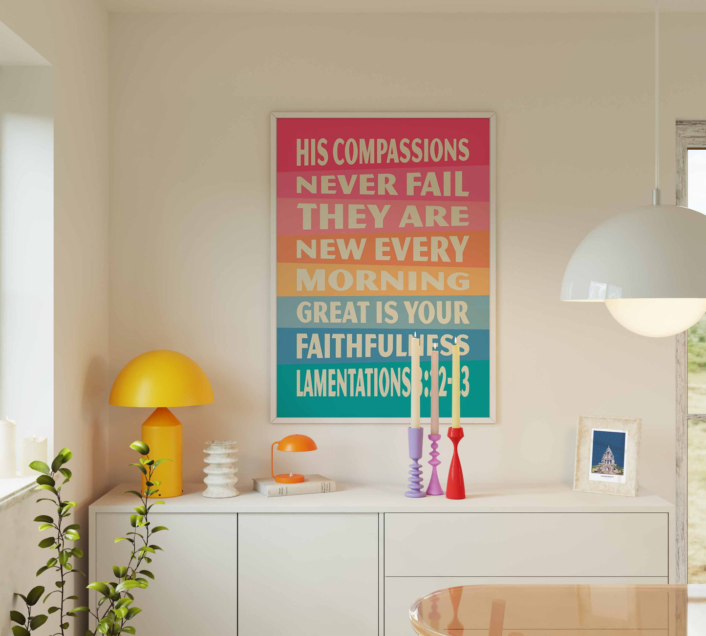 Great is your faithfulness,  Lamentations 3 poster. Christian wall art.