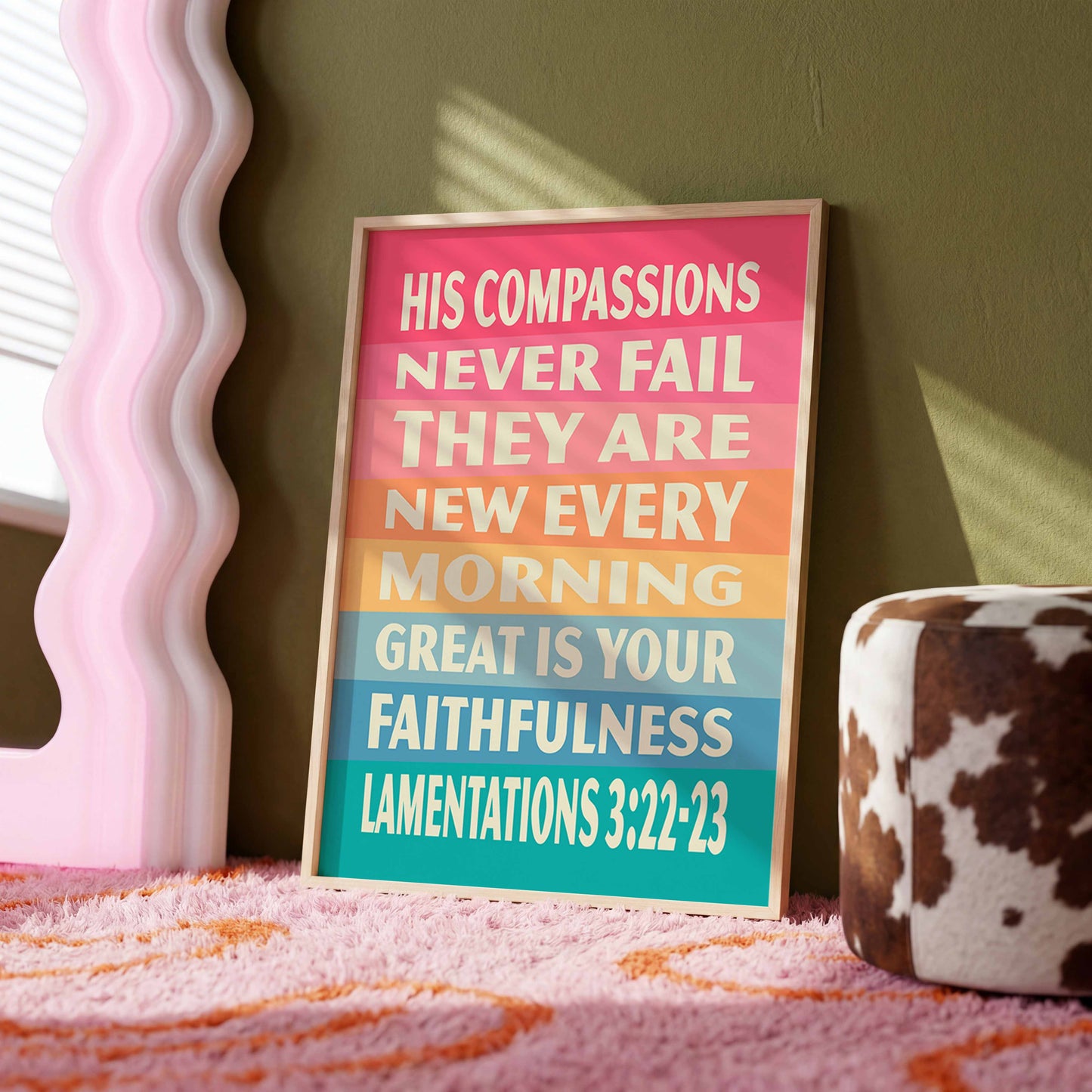 Great is your faithfulness,  Lamentations 3 poster. Christian wall art.