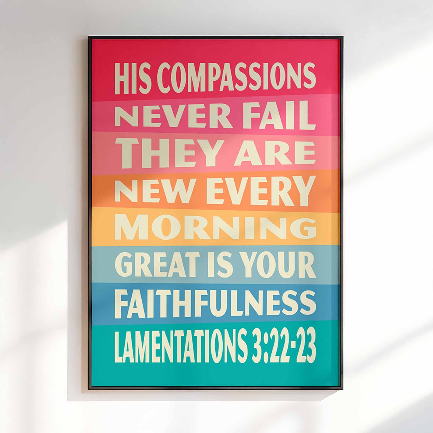 Great is your faithfulness,  Lamentations 3 poster. Christian wall art.