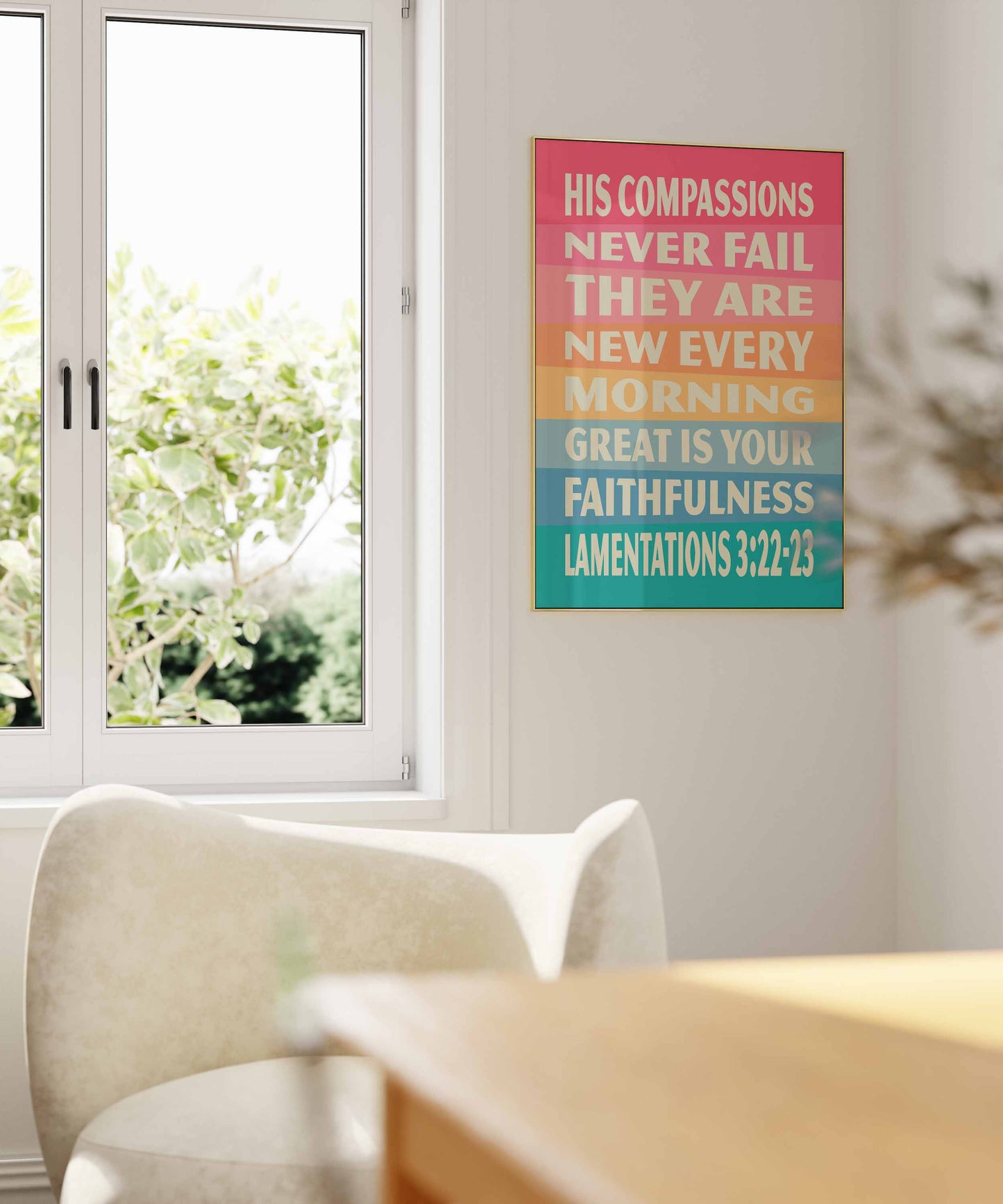 Great is your faithfulness,  Lamentations 3 poster. Christian wall art.