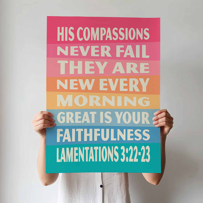 Great is your faithfulness,  Lamentations 3 poster. Christian wall art.