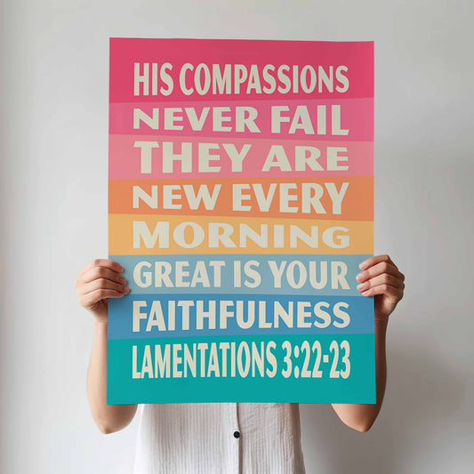 Great is your faithfulness,  Lamentations 3 poster. Christian wall art.