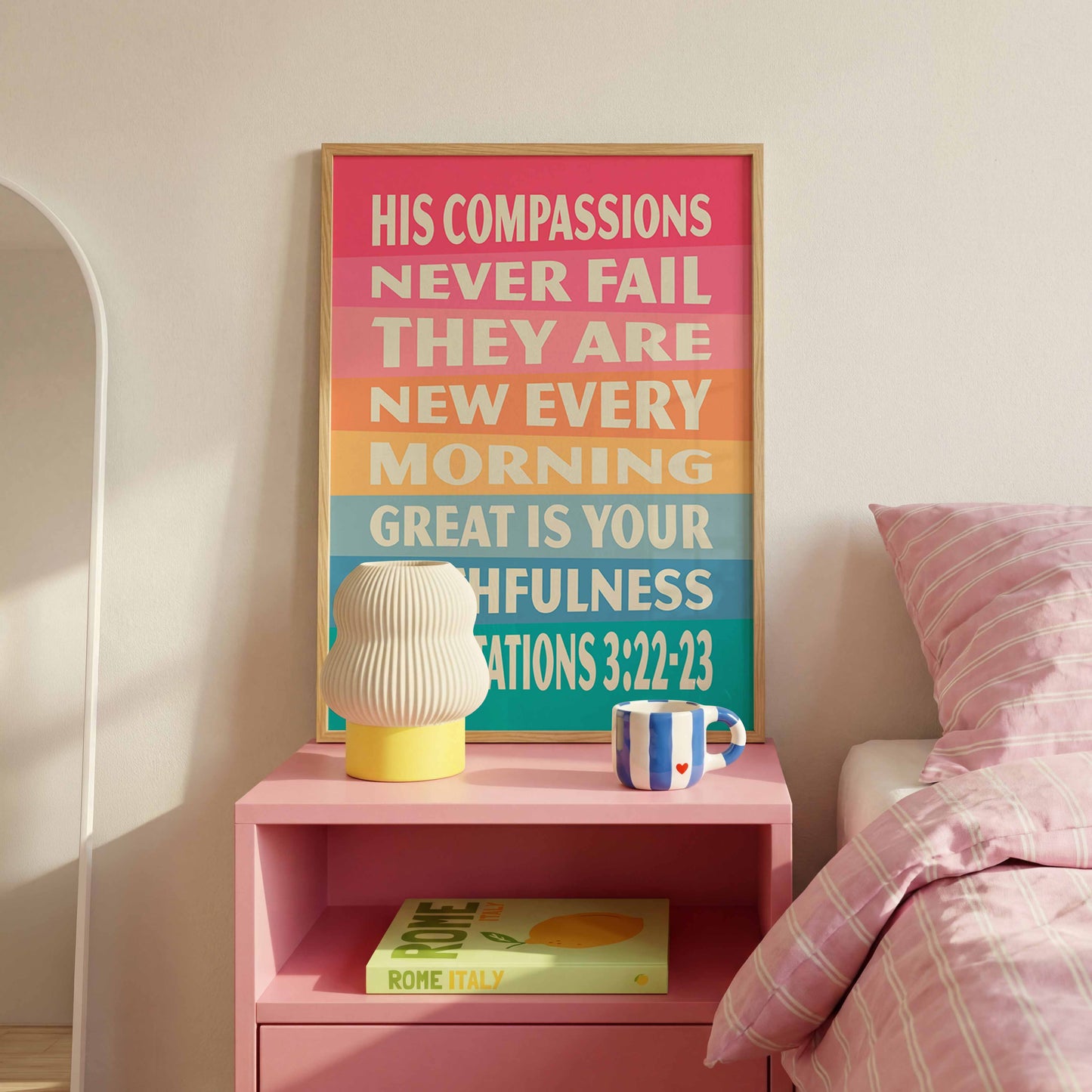 Great is your faithfulness,  Lamentations 3 poster. Christian wall art.