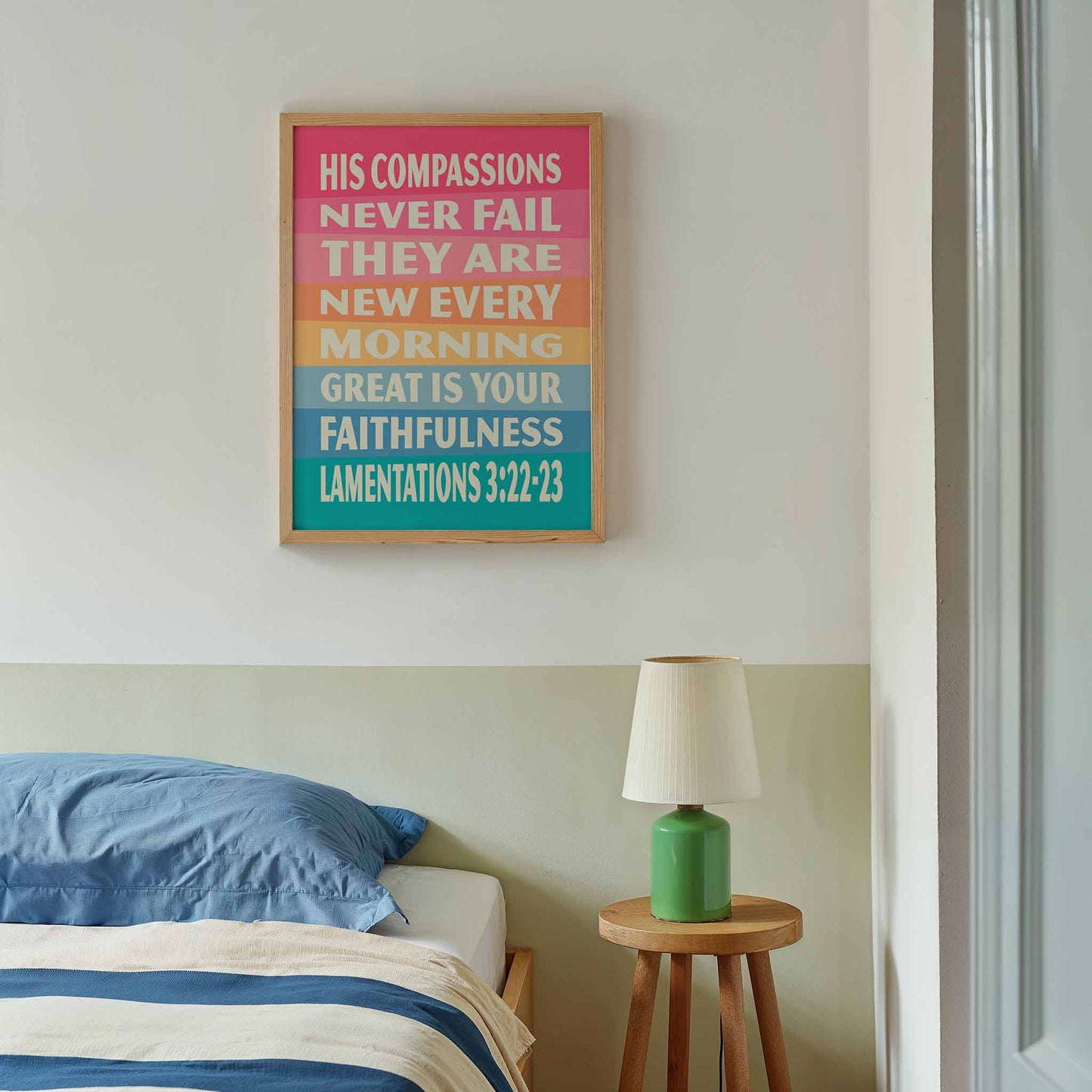 Great is your faithfulness,  Lamentations 3 poster. Christian wall art.