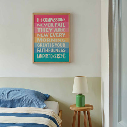 Great is your faithfulness,  Lamentations 3 poster. Christian wall art.