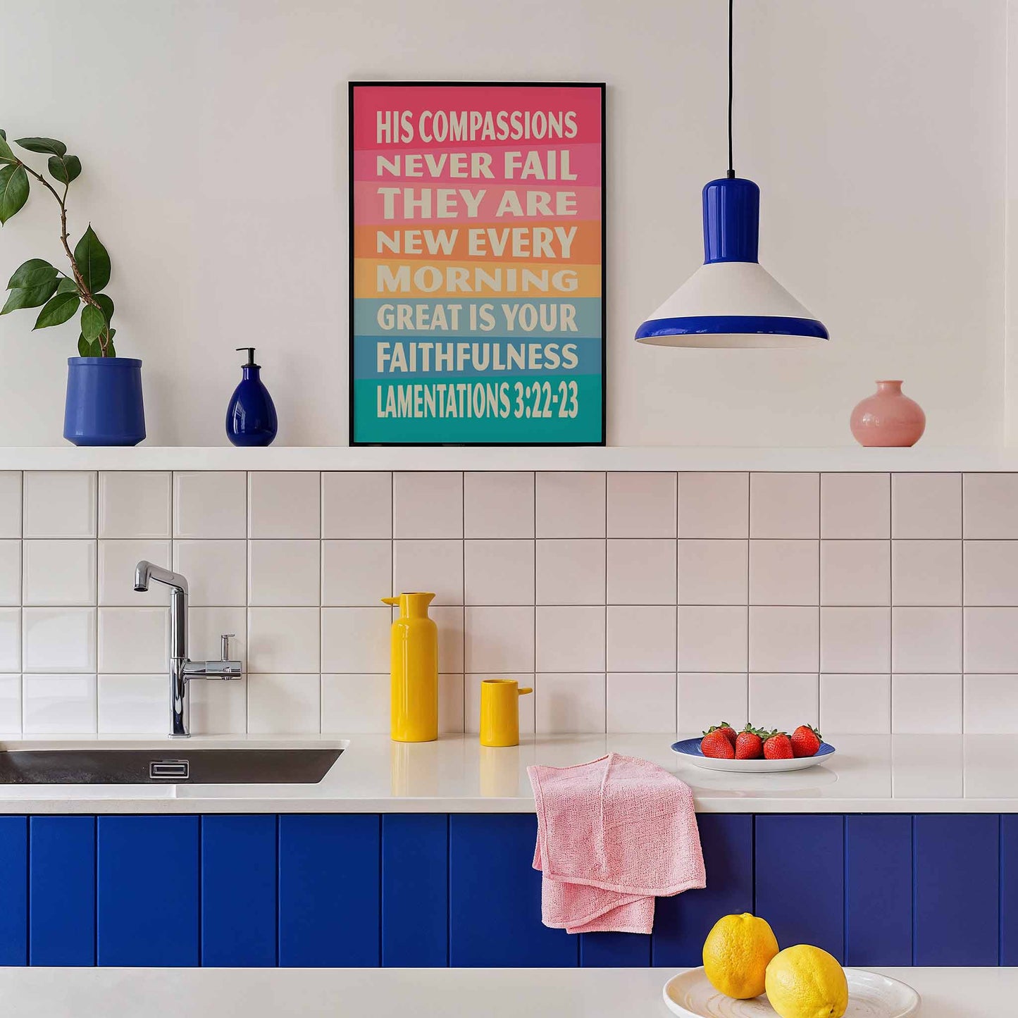 Great is your faithfulness,  Lamentations 3 poster. Christian wall art.