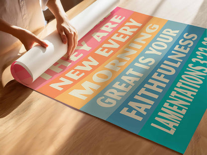 Great is your faithfulness,  Lamentations 3 poster. Christian wall art.