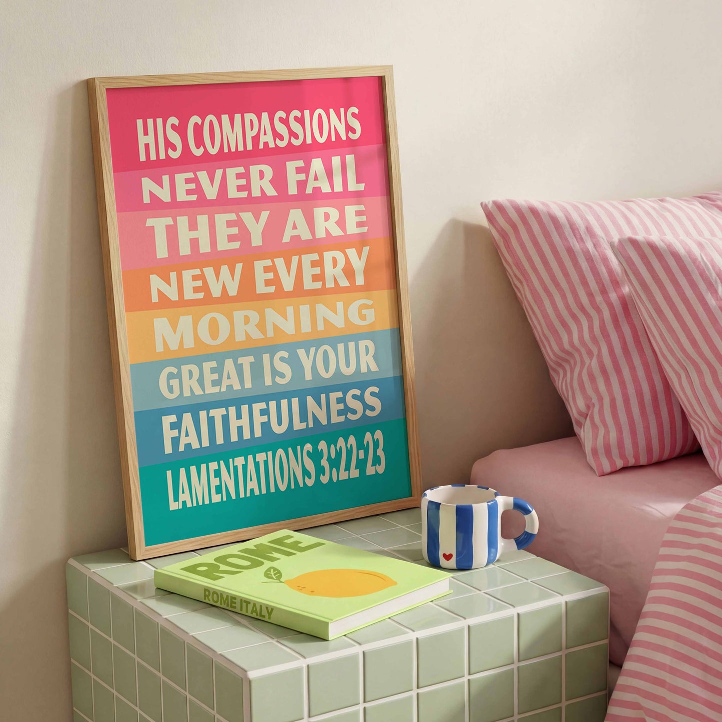 Great is your faithfulness,  Lamentations 3 poster. Christian wall art.