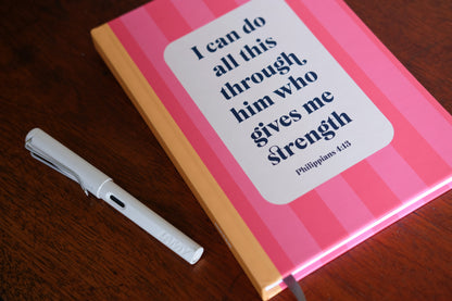 Philippians 4:13 Christian Notebook - Premium Hardback Bible Verse Journal - I Can Do All This Through Him Who Gives Me Strength