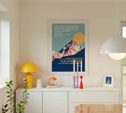 Psalm 121 poster. I lift up my eyes to the mountains.