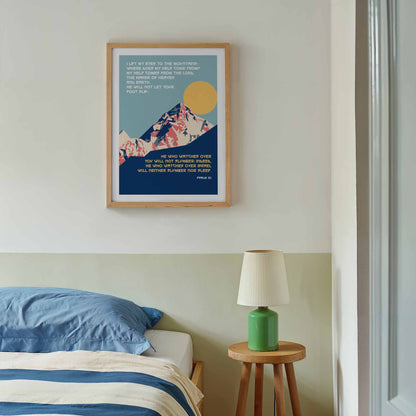 Psalm 121 poster. I lift up my eyes to the mountains.