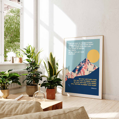 Psalm 121 poster. I lift up my eyes to the mountains.